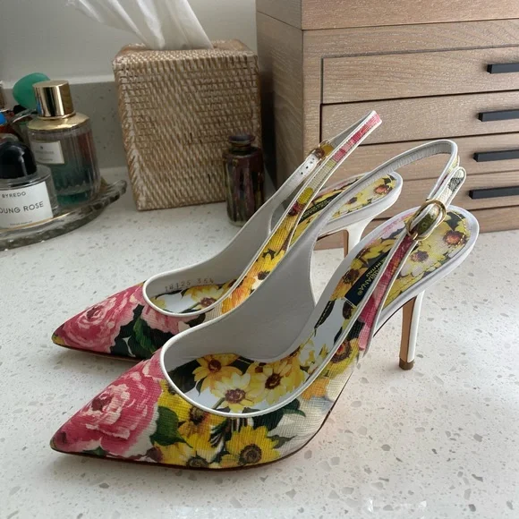 Dolce & Gabbana Floral Slingback Heels - Picture 10 of 11